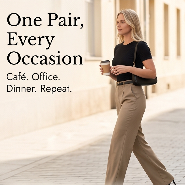 Velora - Women's High-Waist Wide-Leg Trousers with Pockets