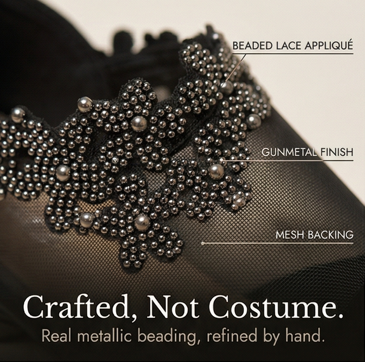 Veluna™ – Beaded Lace Mesh Wedge Shoes