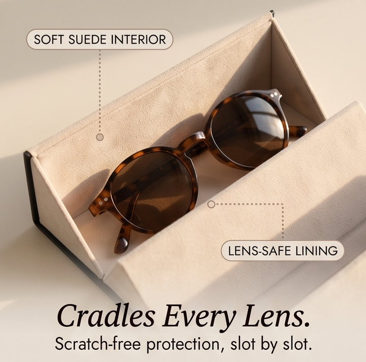 Veluna™ – Foldable Sunglasses Organizer for 6 Pairs