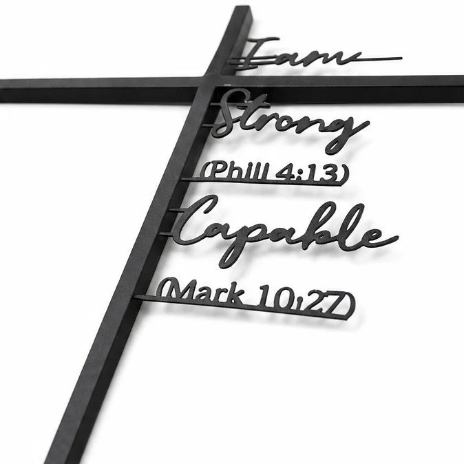 Veluna – Metal Scripture Cross Wall Decor with Biblical Affirmations